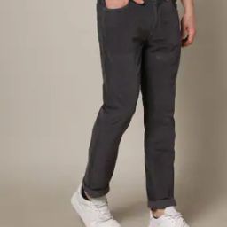 Men Slim Fit Flat Front Trousers-image-5