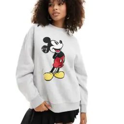 Women Mickey Licence Graphic Print Oversized Sweatshirt-image-37