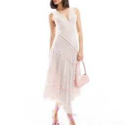 Lace Insert Tiered Dress with Hi- Low Hem-image-8