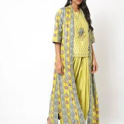 biba Printed Top with Dhoti Pants & Jacket-picture-25