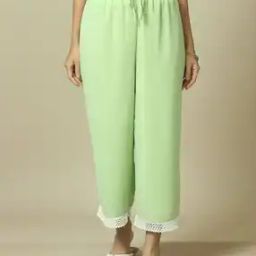 Women Flared Palazzos with Lace Trim-picture-19