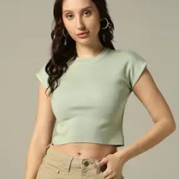Women Ribbed Regular Fit Crop Top-image-95