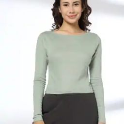 Women Slim Fit Boat-Neck Crop T-Shirt-image-19