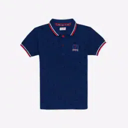 Micro Print Polo T-shirt with Contrast Tipping-image-33