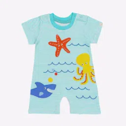 Striped Rompers with Applique-image-60
