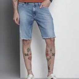 Mid-Rise Slim Fit Denim Shorts-picture-12