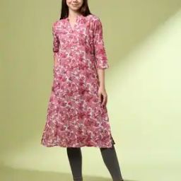 Women Floral Print Cambric Cotton Straight Kurta-image-82
