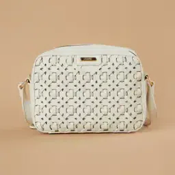 code by lifestyle Women Logo Embossed Sling Bag with Adjustable Strap-picture-41