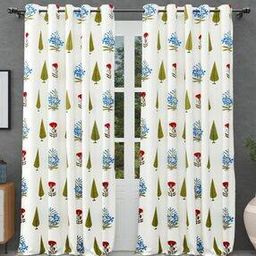 Floral Print Window Curtain with Eyelets Header-20