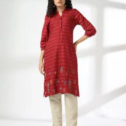 Women Geometric Print Straight Kurta-image-22