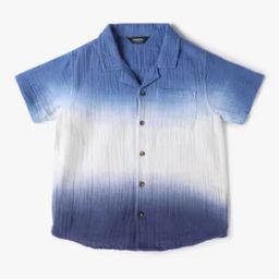 Boys Ombre-Dyed Boxy Fit Cotton Shirt with Patch Pocket-image-65