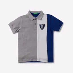 Colourblock Polo T-shirt with Brand Applique-image-89