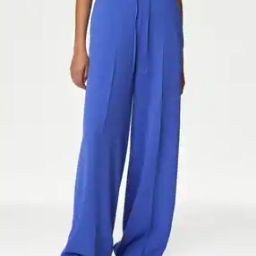 Crepe Elasticated Waist Wide-Leg Trousers-image-66
