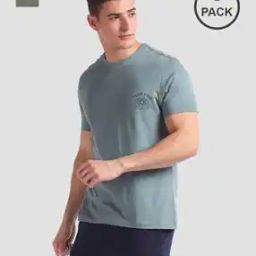 Men Pack of 2 Tonal Logo Cotton IYAL Lounge T-Shirts-52