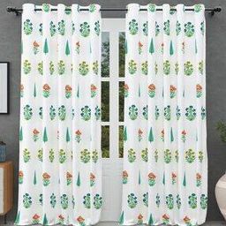Block Print Window Curtain with Eyelets Header-22