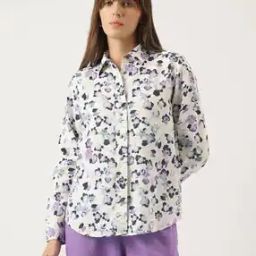 marks & spencer Women Floral Print Regular Fit Safari Shirt-picture-48