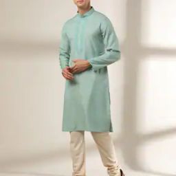 Embroidered Mandarin-Collar Kurta-image-8