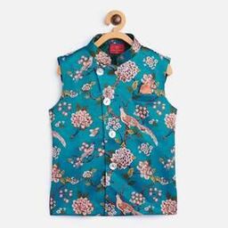 Boys Floral Print Nehru Jacket-image-47