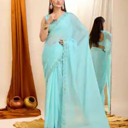 Women Embellished Organza Saree-image-5