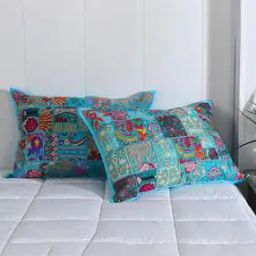 Set of 2 Cotton Khambadia Embroidered Pillow Covers 24" x 16"-14