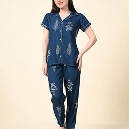 Women Block Print Shirt & Pyjamas Set-image-58