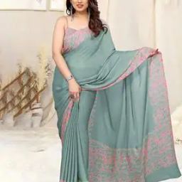 Women Saree with Contrast Border-image-15