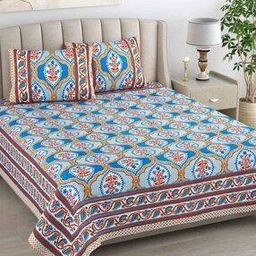 180 TC Floral Print King-Size Bedsheet with Pillow Covers-picture-37