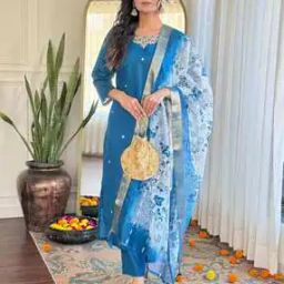 Women Embroidery Straight Kurta Set-image-80