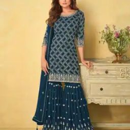Women Embroidered Semi-stitched Straight Dress Material-image-28