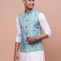 Men Printed Slim Fit Nehru Jacket-18