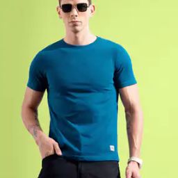 Men Slim Fit Crew-Neck Cotton T-Shirt-image-2