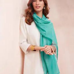 Woven Cotton Silk Stole with Tassels-image-5