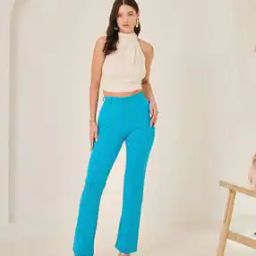 High-Rise Single-Pleat Boot Fit Trousers-image-6