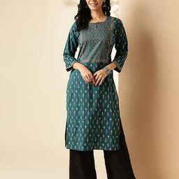 Women Block Print Straight Kurti-image-18