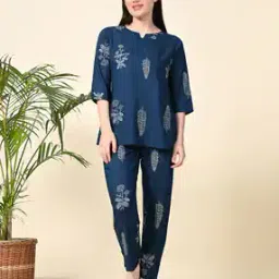 Women Floral Print Top & Pyjamas Nightwear Set-image-25