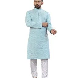 Men Embroidered Regular Fit Long Kurta-image-41