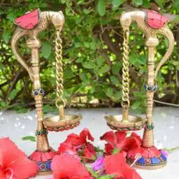 Brass Parrots-Pair Oil Lamp Diya-48