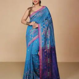 Floral Woven Saree with Tassels-image-55