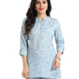 Floral Print Collar-Neck Tunic-69