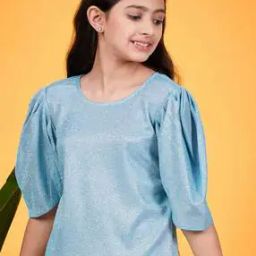 Round-Neck Top with Elbow Sleeves-image-4