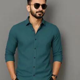 Men Regular Fit Shirt with Curved Hem-picture-41