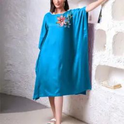 Women Floral Print Flared Kurti with Kaftan Sleeves-image-41