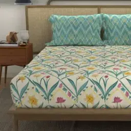 120 TC Printed Double Bedsheet with Pillow Covers-image-33