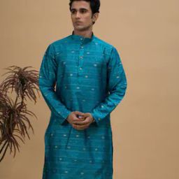  Men Regular Fit Embroidery Long Kurta -image-80