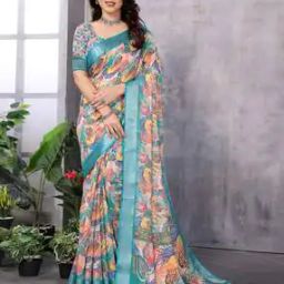 Women Printed Saree with Contrast Border-picture-12