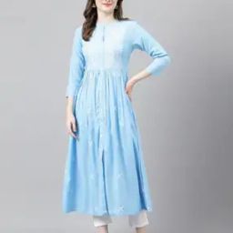 Women Embroidered Flared Kurta-image-32