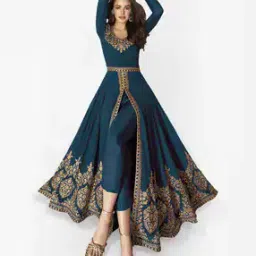 Embroidery Semi-Stitched Anarkali Dress Material-image-51