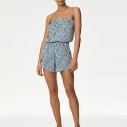 Women Printed Drawstring Waist Playsuit-image-18