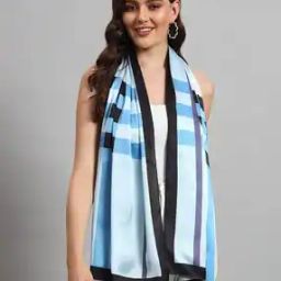 Women Striped Printed Satin Silk Scarf-image-55