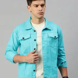 Men Slim Fit Denim Jacket with Flap Pockets-image-8